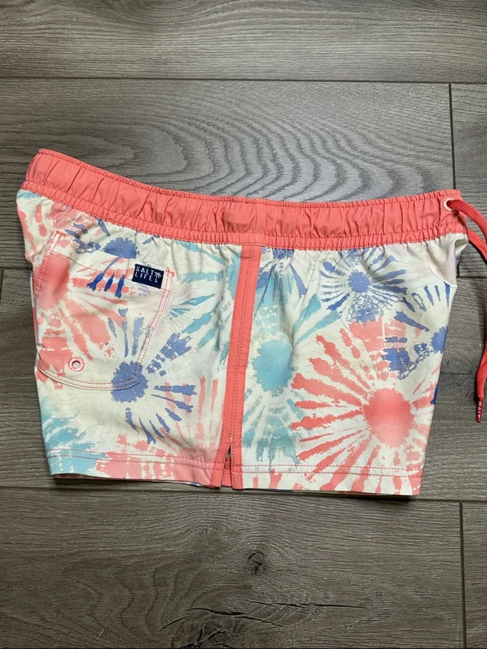Salt Life Peace Maker Volley Surf Swim Board Shorts Tie Dye Orange Blue Medium